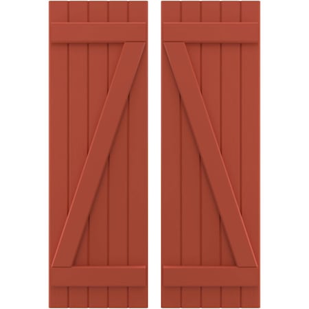 Americraft 5-Board (2 Batten) Wood Joined Board-n-Batten Shutters W/ Z-Bar, ARW102BB518X37CLH